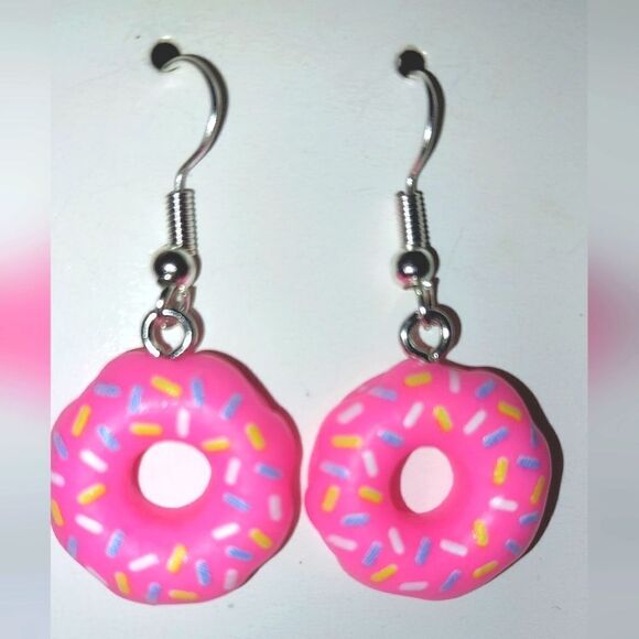 Hand crafted doughnut dangle earrings - Picture 2 of 7